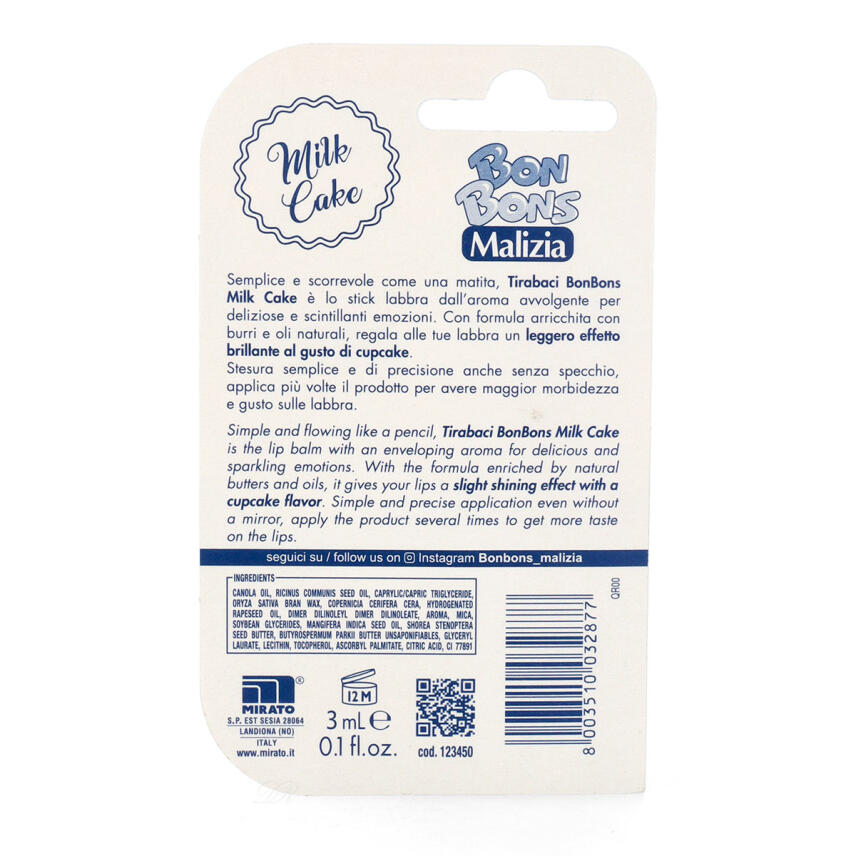Malizia Bon Bons Milk Cake tirabaci Lippenpflege 3 ml