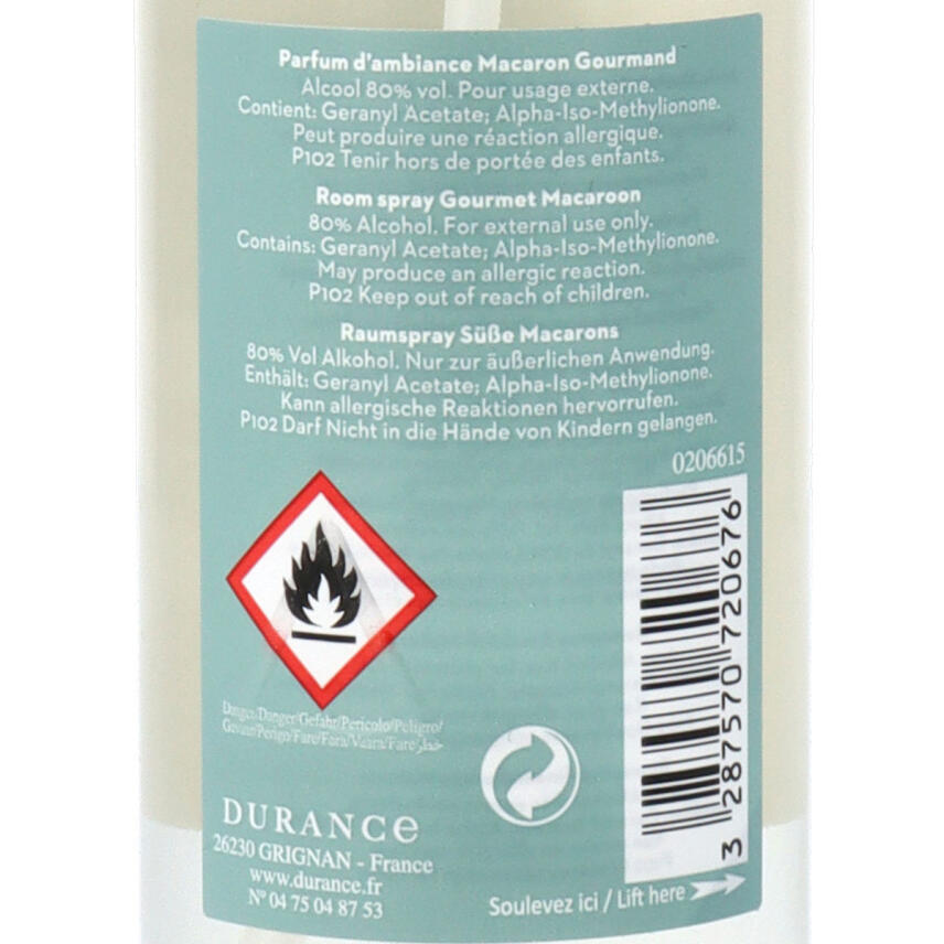 Durance Macaron Gourmand Raumspray S&uuml;&szlig;e Macarons 100 ml