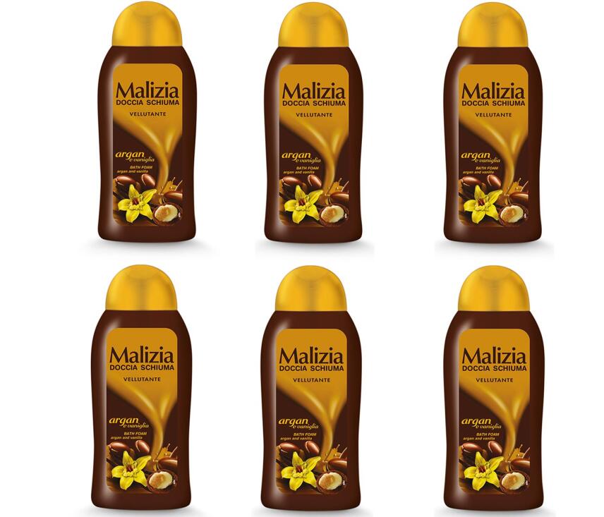 MALIZIA Duschgel Argan und Vanille 6x 300 ml nutritiv und samtig