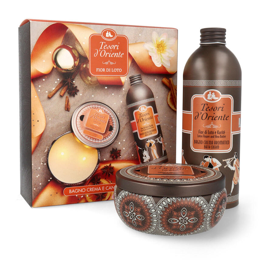 Tesori dOriente Lotusbl&uuml;te Fior di Loto Geschenkset Badecreme 500 ml &amp; Duftkerze 200 g