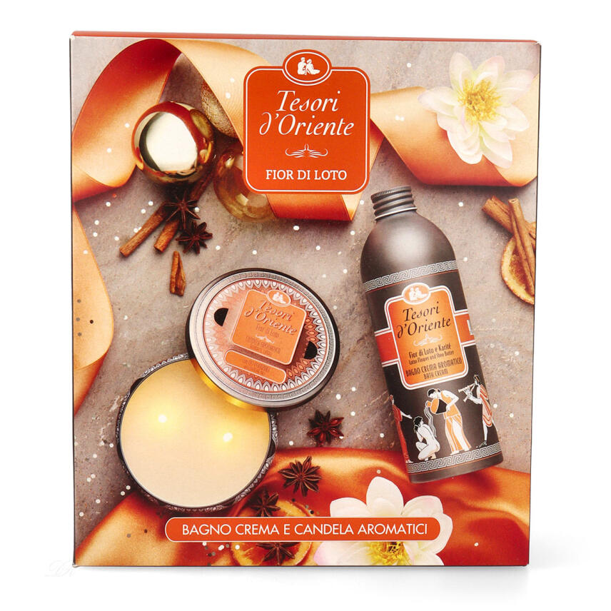 Tesori dOriente Lotusbl&uuml;te Fior di Loto Geschenkset Badecreme 500 ml &amp; Duftkerze 200 g
