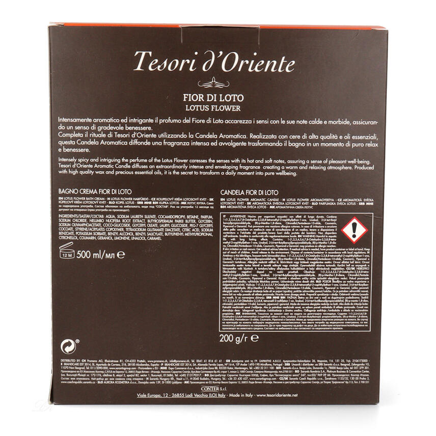 Tesori dOriente Lotusbl&uuml;te Fior di Loto Geschenkset Badecreme 500 ml &amp; Duftkerze 200 g