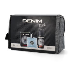 DENIM Black Geschenkset mit After Shave 100 ml, Deo Spray 150 ml &amp; Bag