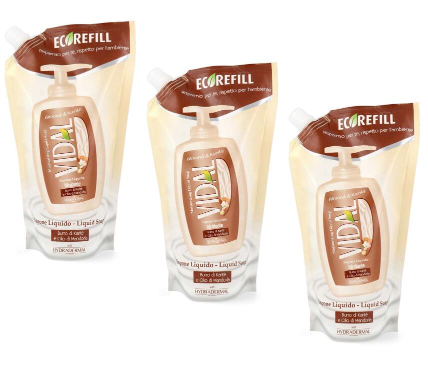 VIDAL Fl&uuml;ssigseife Mandel&ouml;l &amp; Karitebutter 3x 500 ml - refill
