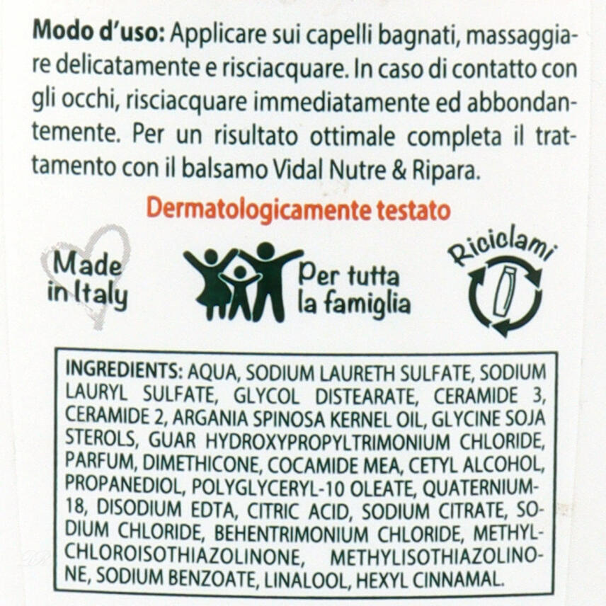 VIDAL Shampoo trockenes Haar Argan&ouml;l &amp; Ceramide 250ml Nutre e ripara