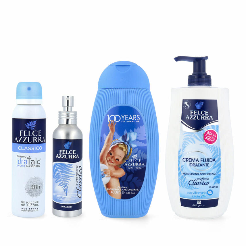 Paglieri Felce Azzurra Classico Geschenkset mit 4 Produkten (Deodorant, EdT, Duschgel &amp; K&ouml;rperlotion)
