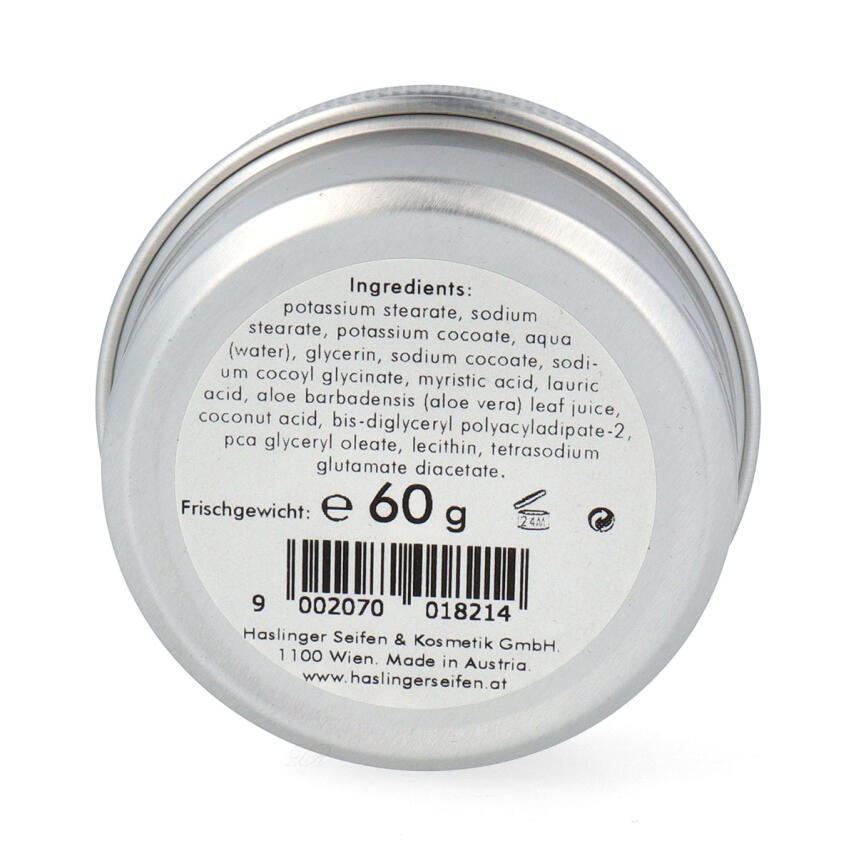 Haslinger Rasierseife Sensitive ohne Duftstoffe 60g in Schraubdose
