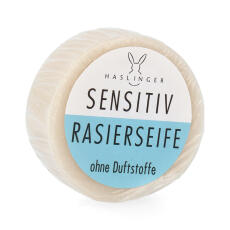 Haslinger Rasierseife Sensitive ohne Duftstoffe 60g in Schraubdose