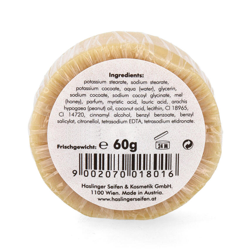 Haslinger Rasierseife HONIG mild und pflegend 60g in Schraubdose