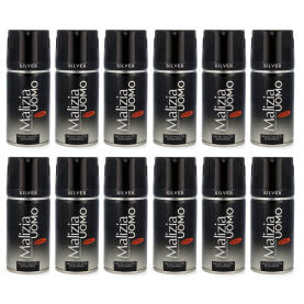 Malizia Uomo Silver Eau de Toilette Deodorant 12 x 150 ml