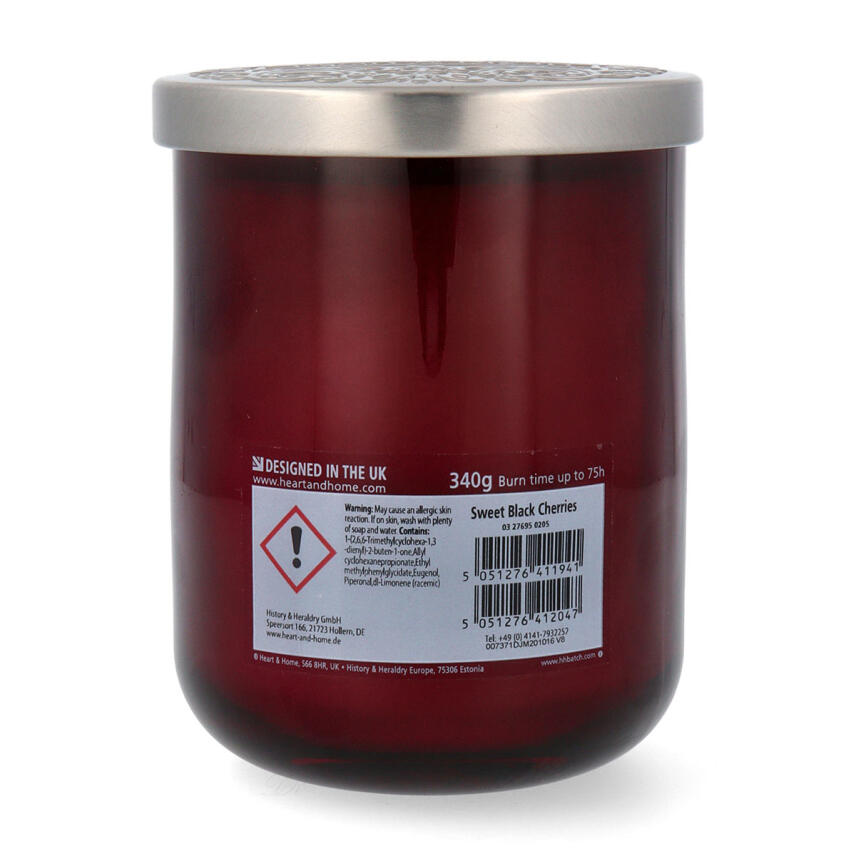 Heart &amp; Home Sweet Black Cherry Duftkerze Gro&szlig;es Glas 340 g