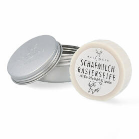 Haslinger Shaving Soap with sheep milk 60g tin can