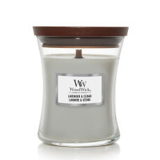 WoodWick Lavender &amp; Cedar Mittleres Glas Duftkerze 275 g