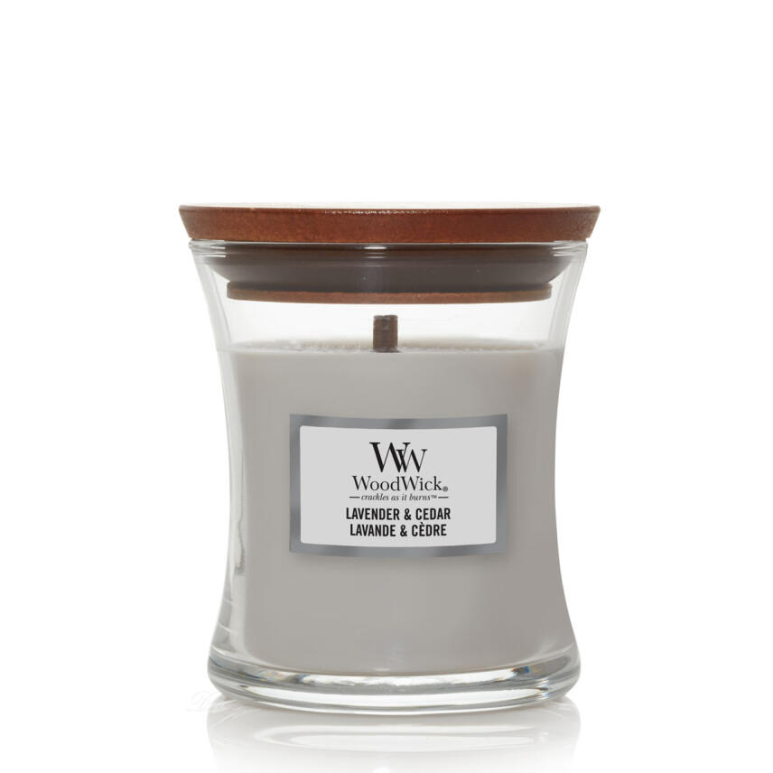 WoodWick Lavender &amp; Cedar Kleines Glas Duftkerze 85 g