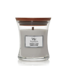 WoodWick Lavender &amp; Cedar Kleines Glas Duftkerze 85 g