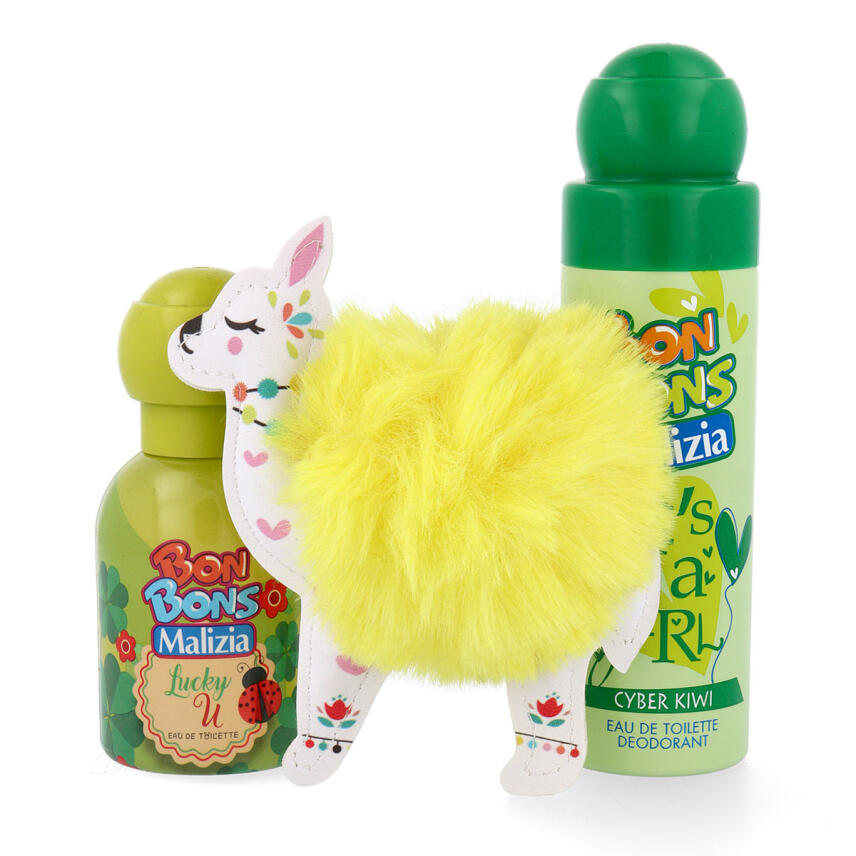 Malizia Bon Bons Set Lucky U Eau de Toilette + Cyber Kiwi Deo + Lama Schl&uuml;sselanh&auml;nger