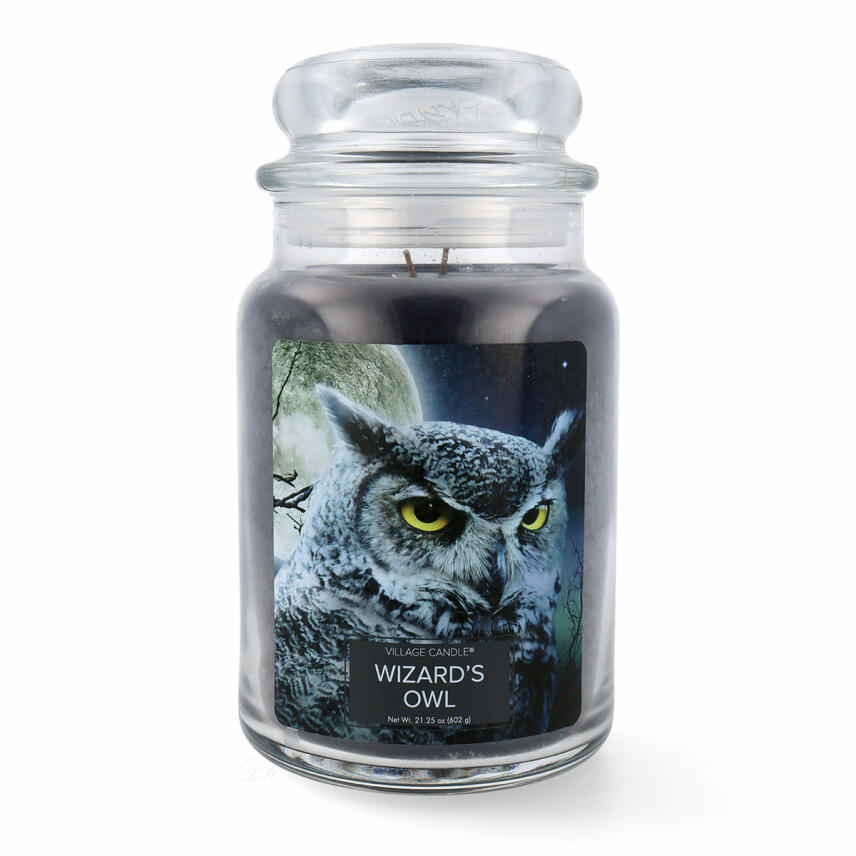 Village Candle Fantasy Fun Wizards Owl Duftkerze Gro&szlig;es Glas 602 g