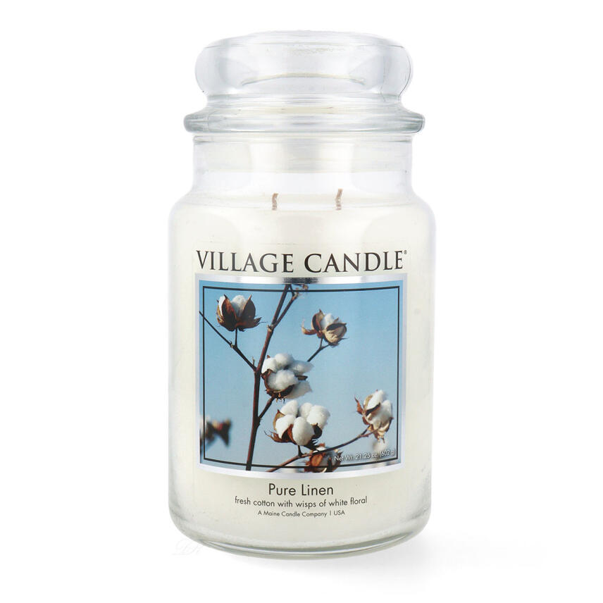 Village Candle Pure Linen Duftkerze Großes Glas 602 g