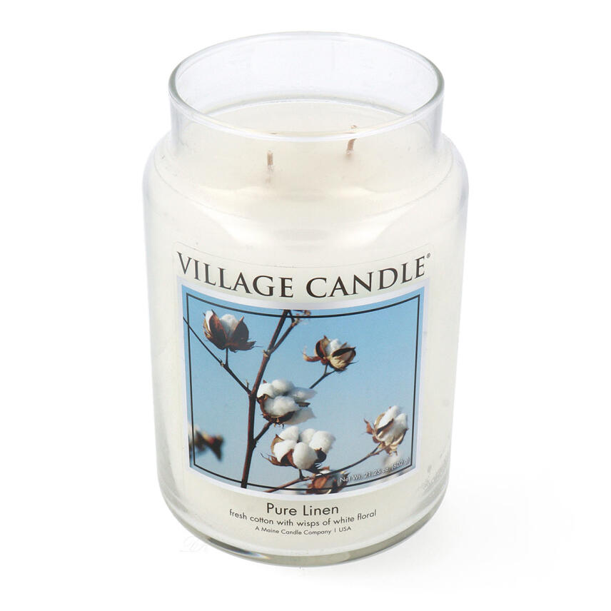 Village Candle Pure Linen Glas Deckel Duftkerze Gro&szlig;es Glas 602 g
