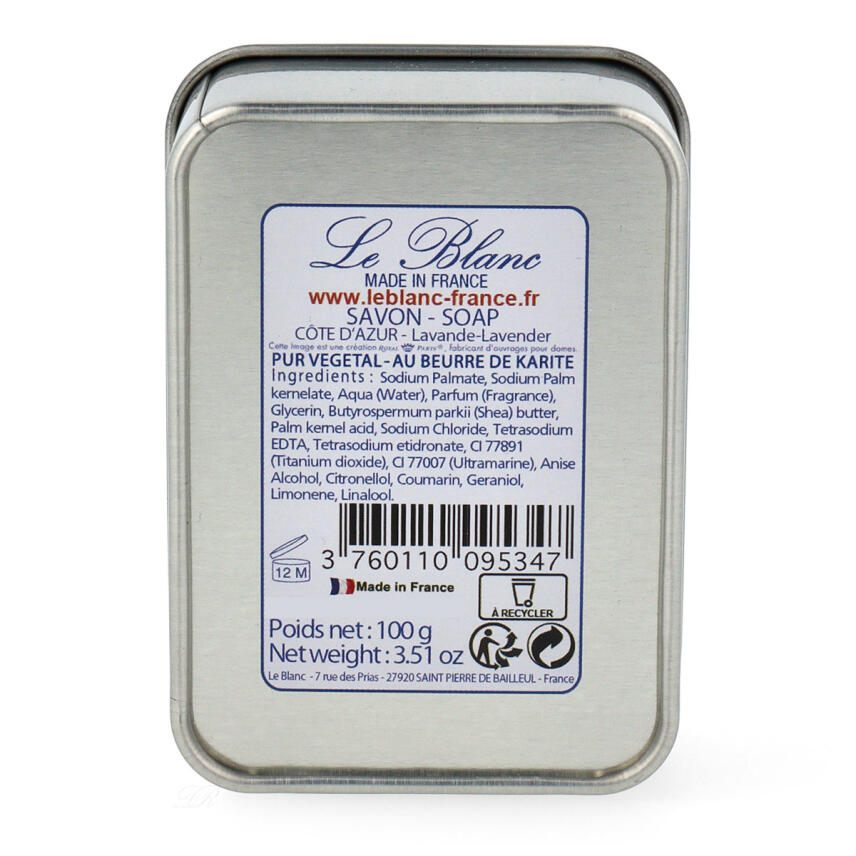 Le Blanc C&ocirc;te dAzur Naturseife in Blechdose 100 g