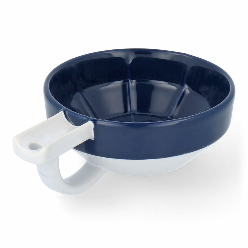 Fine Lather Bowl Keramik Rasierschale blau-weiss