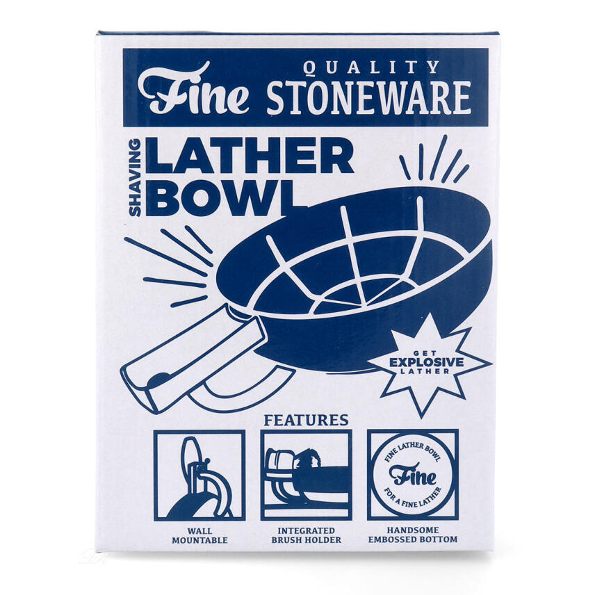 Fine Lather Bowl Keramik Rasierschale blau-weiss