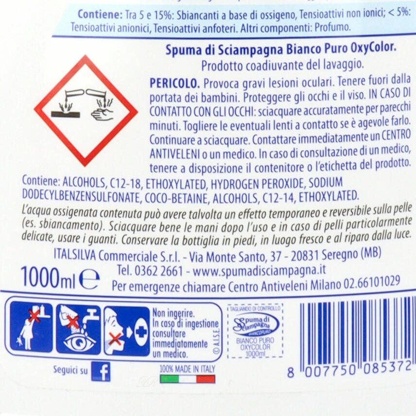 Spuma di Sciampagna Biancopuro Oxy Color Fl&uuml;ssig-waschmittel 1,0 Lit.