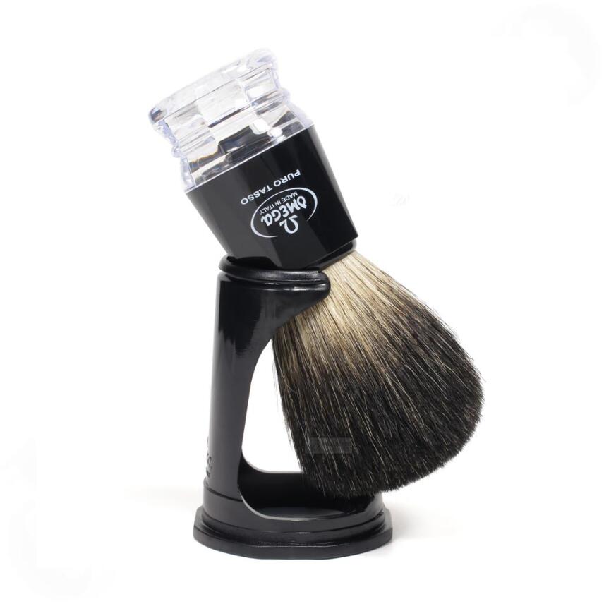 Omega Rasierpinsel Dachs Stockhaar 33181 mit Halter Pure Badger