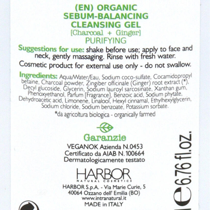 Intra Bio Purificante Kohle &amp; Ingwer Reinigungsgel 200 ml