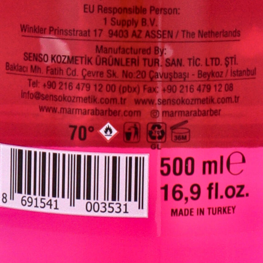 Marmara Barber No.6 Eau de Cologne 500 ml Splash