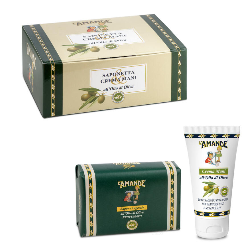 LAmande Geschenkbox Oliven&ouml;l Seife 150g + Handcreme 30ml