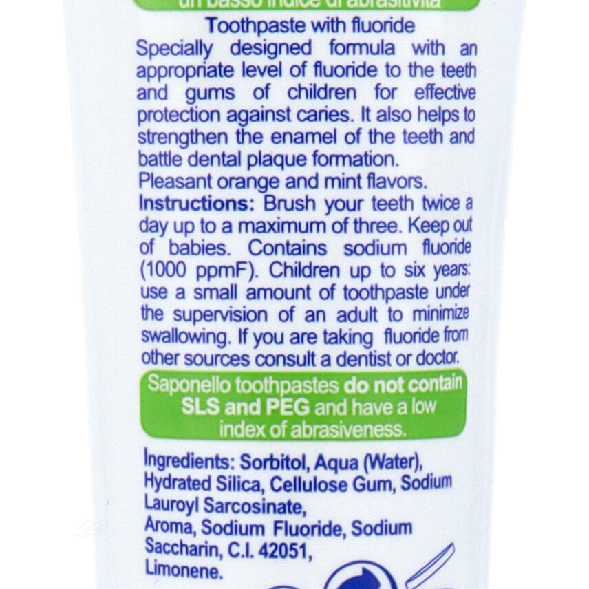 Paglieri SapoNello Zahnpasta Orange &amp; zarte Minze 75 ml Kinder ab 6 Jahren