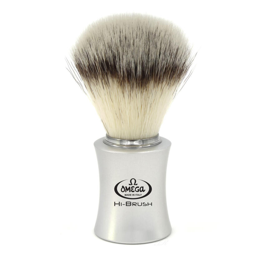 Omega Rasierpinsel Synthetikfaser 46820 Hi Brush mit grauem Griff