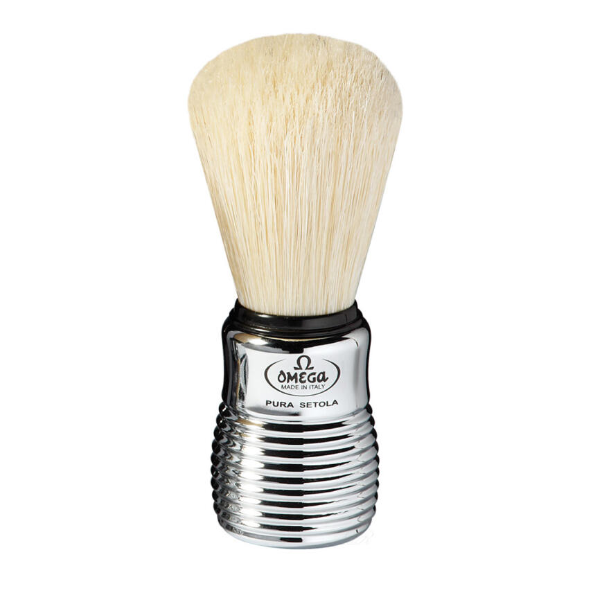 Omega Rasierpinsel reine borste 80080 verchromter Griff mit Halter