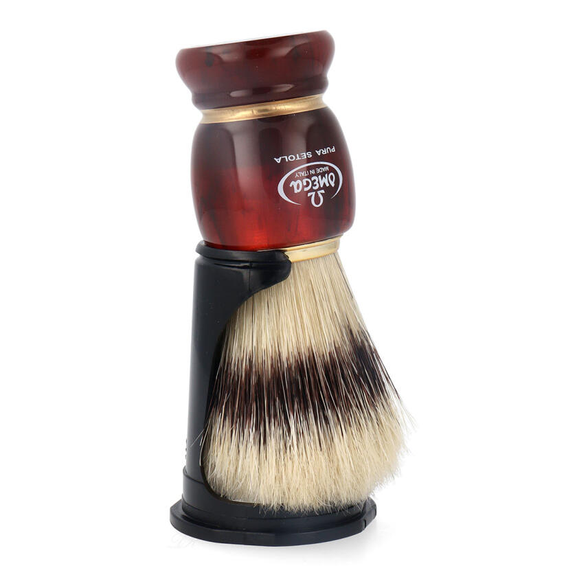 Omega Rasierpinsel reine Borste 81151 Harzgriff inkl Halter