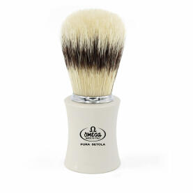 Omega shaving brush 11869 pure bristle white handle