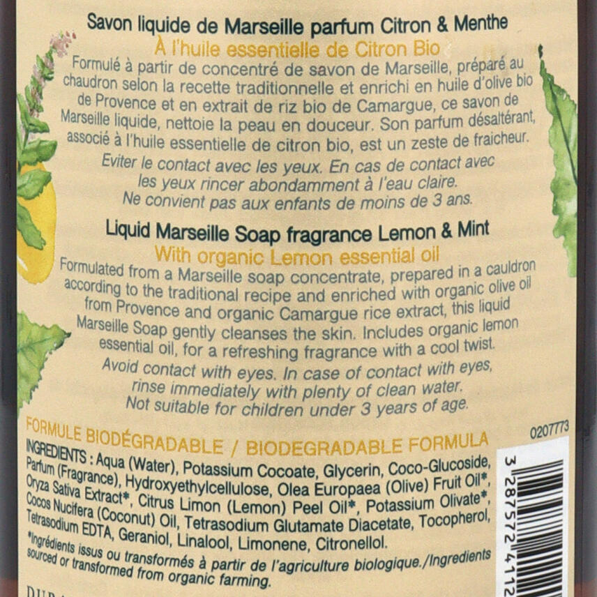 Durance Marseiller Fl&uuml;ssigseife Zitrone &amp; Minze 500 ml