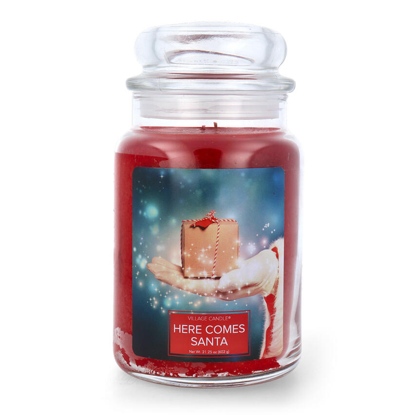 Village Candle Here Comes Santa Duftkerze Gro&szlig;es Glas 602 g