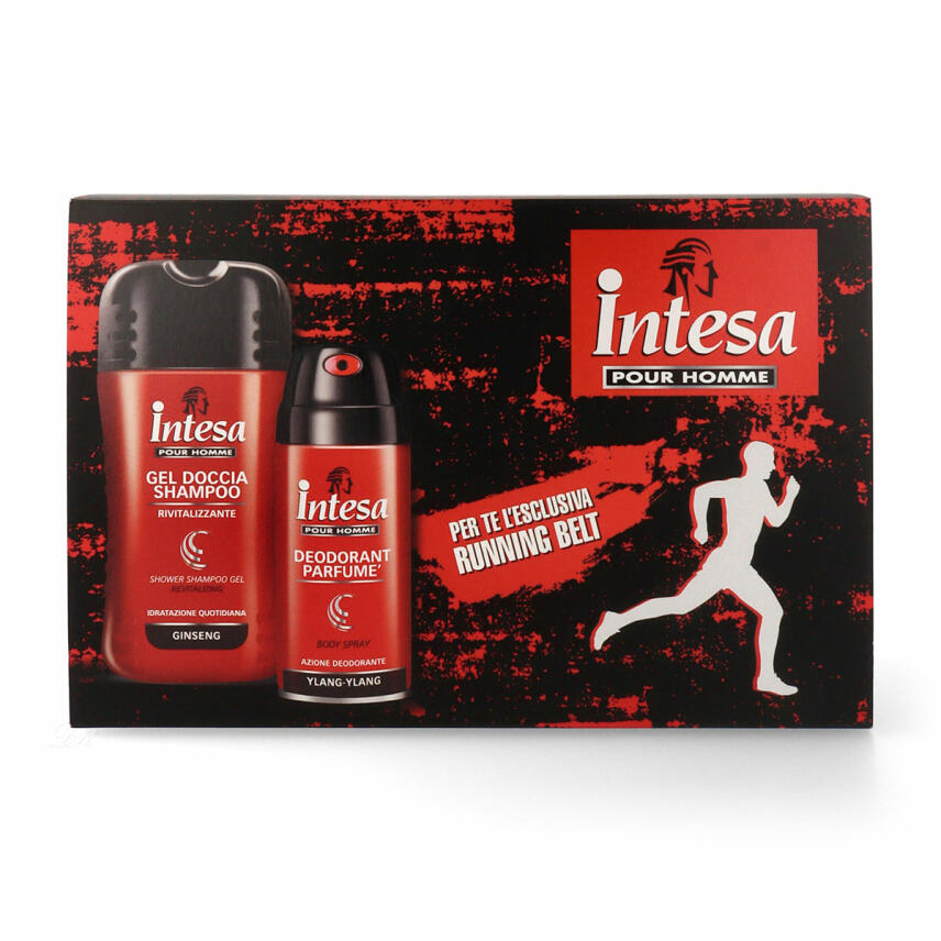 intesa pour Homme Geschenkset mit Deodorant, Duschgel &amp; Running Belt