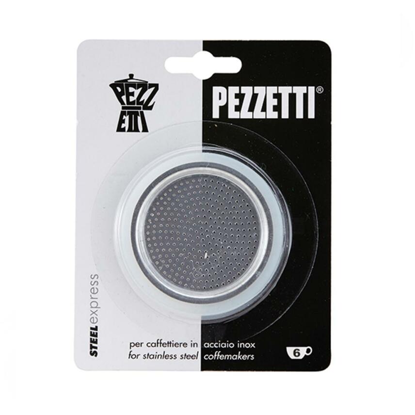 Pezzetti 2x Ersatzdichtung Silikon + 1x Filter f&uuml;r steelexpress 6 Tassen