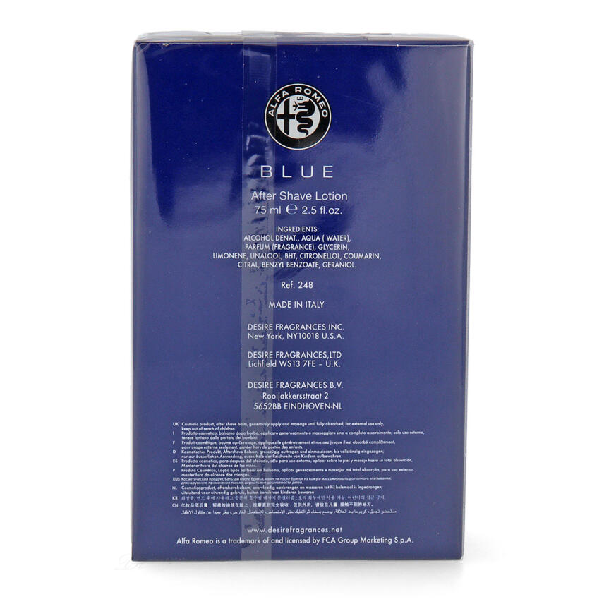Alfa Romeo Blue After Shave Lotion Rasierwasser  f&uuml;r Herren 75ml