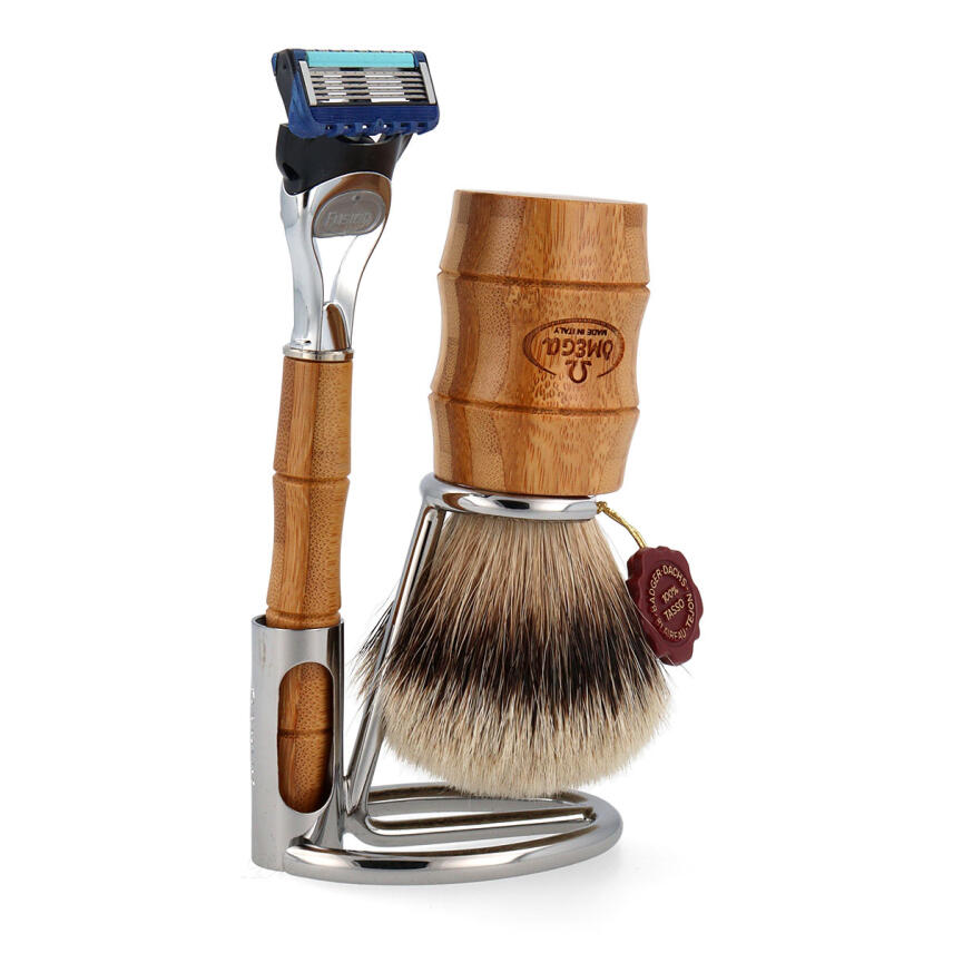 Omega Set F6831.6 Rasierpinsel Dachshaar + Rasierer + St&auml;nder
