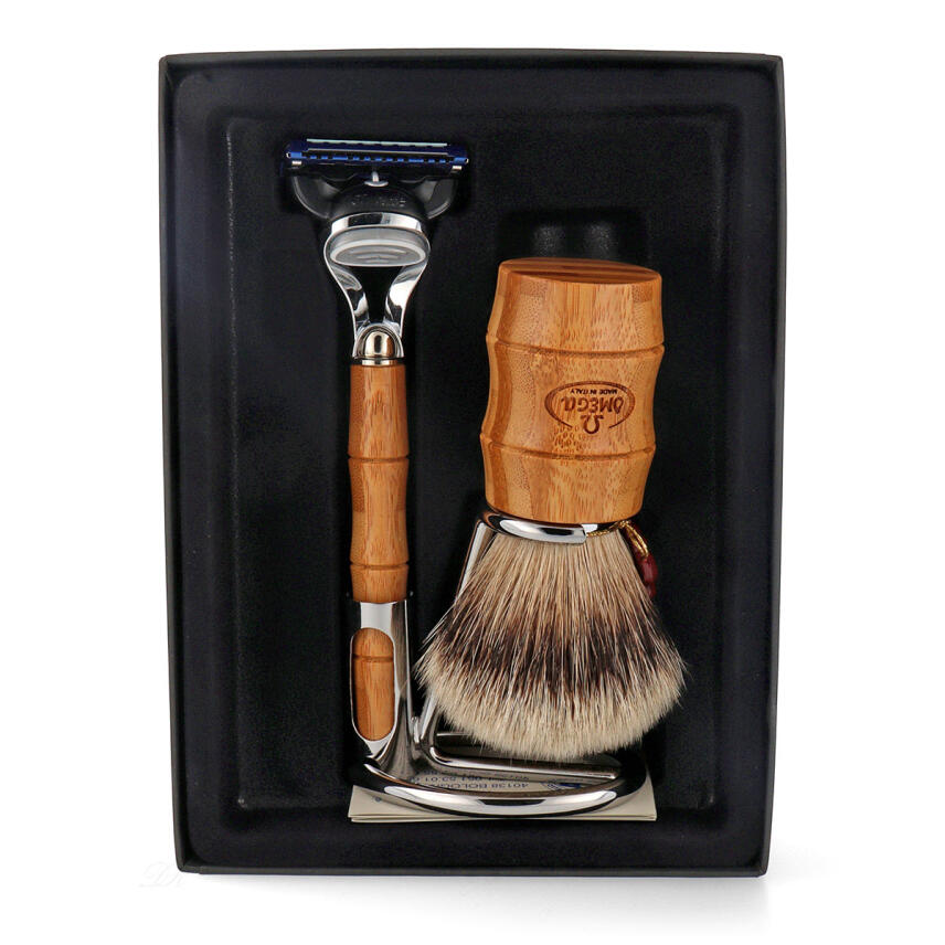 Omega Set F6831.6 Rasierpinsel Dachshaar + Rasierer + St&auml;nder