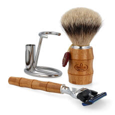 Omega Set F6831.6 Rasierpinsel Dachshaar + Rasierer + St&auml;nder