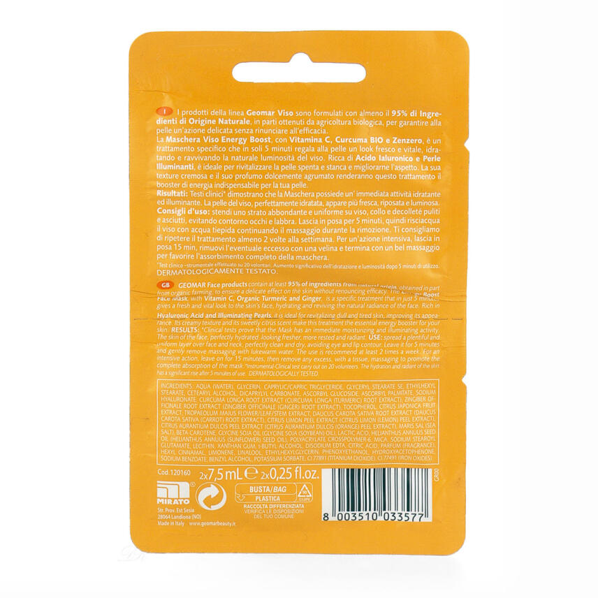 GEOMAR Energy Boost Gesichtsmaske mit Vitamin C, Ingwer und Kurkuma 2x7,5ml