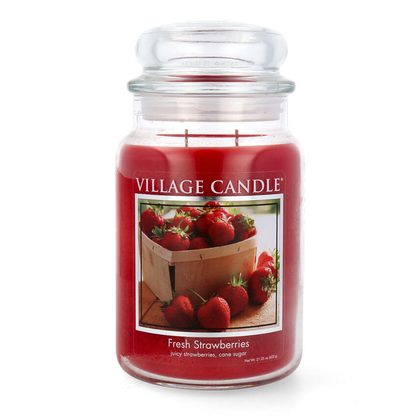 Village Candle Fresh Strawberries Duftkerze Gro&szlig;es Glas 602 g