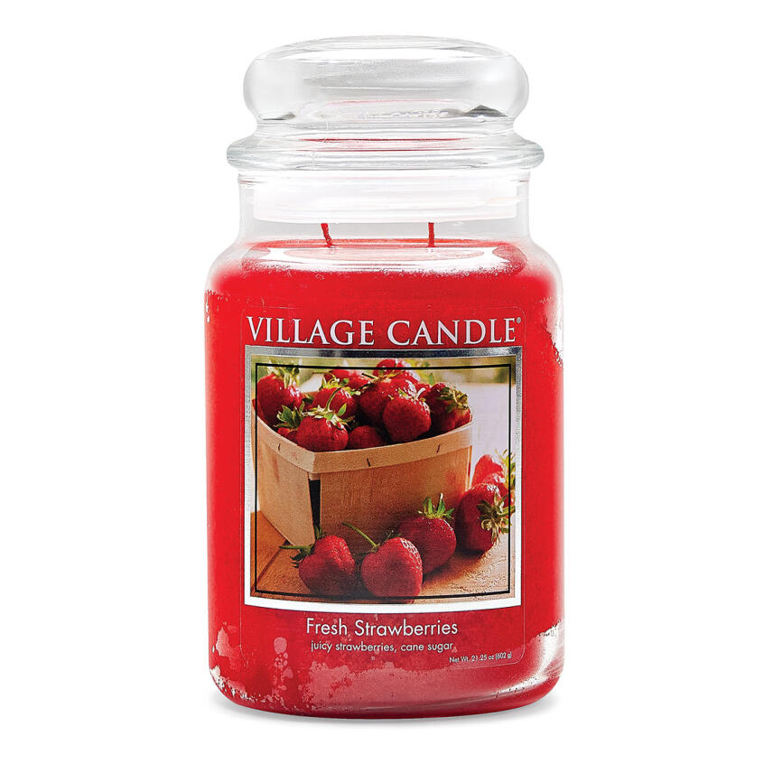 Village Candle Fresh Strawberries Duftkerze Gro&szlig;es Glas 602 g