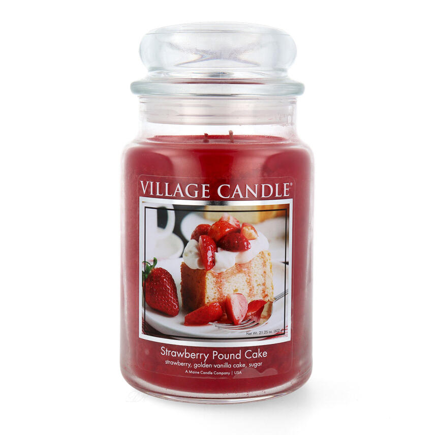 Village Candle Strawberry Pound Cake Duftkerze Gro&szlig;es Glas 602 g