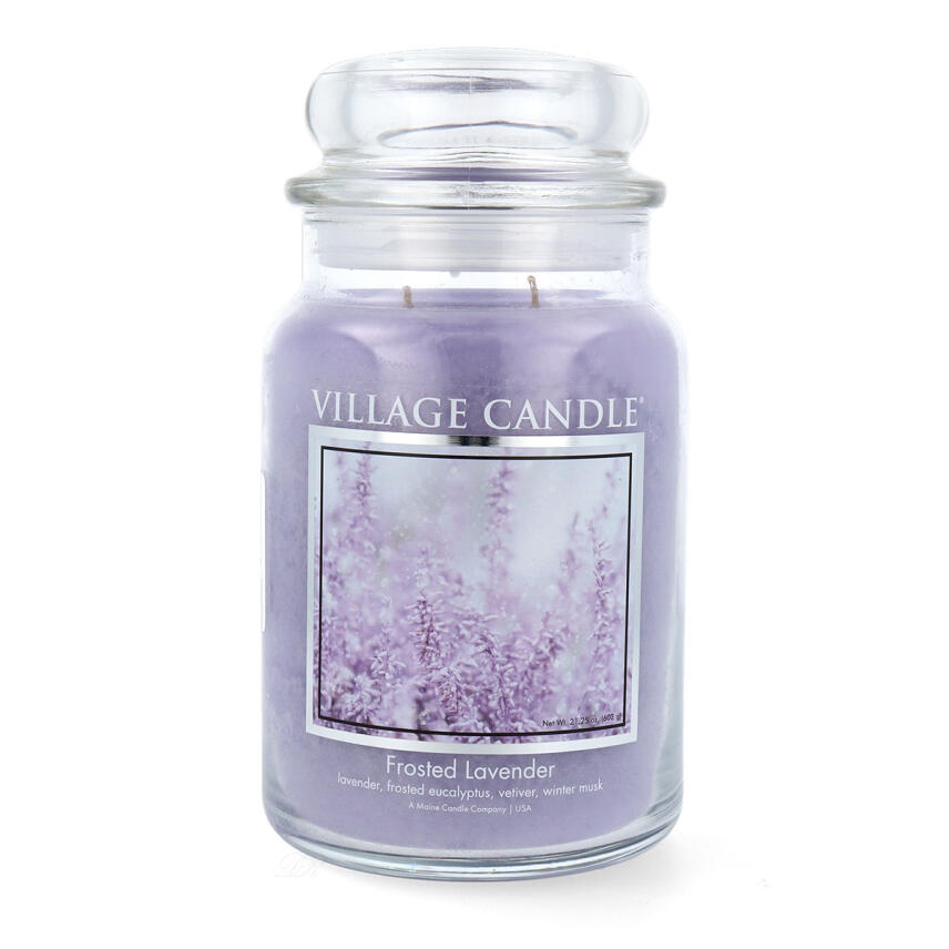 Village Candle Frosted Lavender Duftkerze Gro&szlig;es Glas 602 g