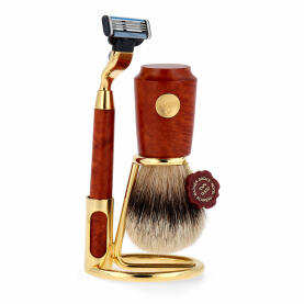 Omega Set M6144.6 Shaving Brush Badger Silvertip Handle...